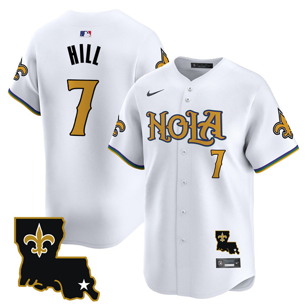 Men's New Orleans Saints #7 Taysom Hill White Cool Base Stitched Baseball Jersey